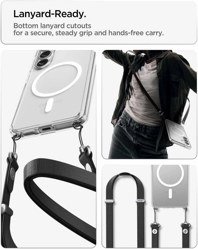 Spigen Ultra Hybrid Mag MagSafe dėklas skirtas Samsung Galaxy S26+ – skaidrus ir baltos spalvos