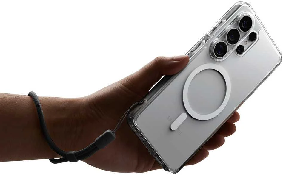 Spigen Ultra Hybrid Mag MagSafe dėklas skirtas Samsung Galaxy S26 Ultra – Clear and Baltas