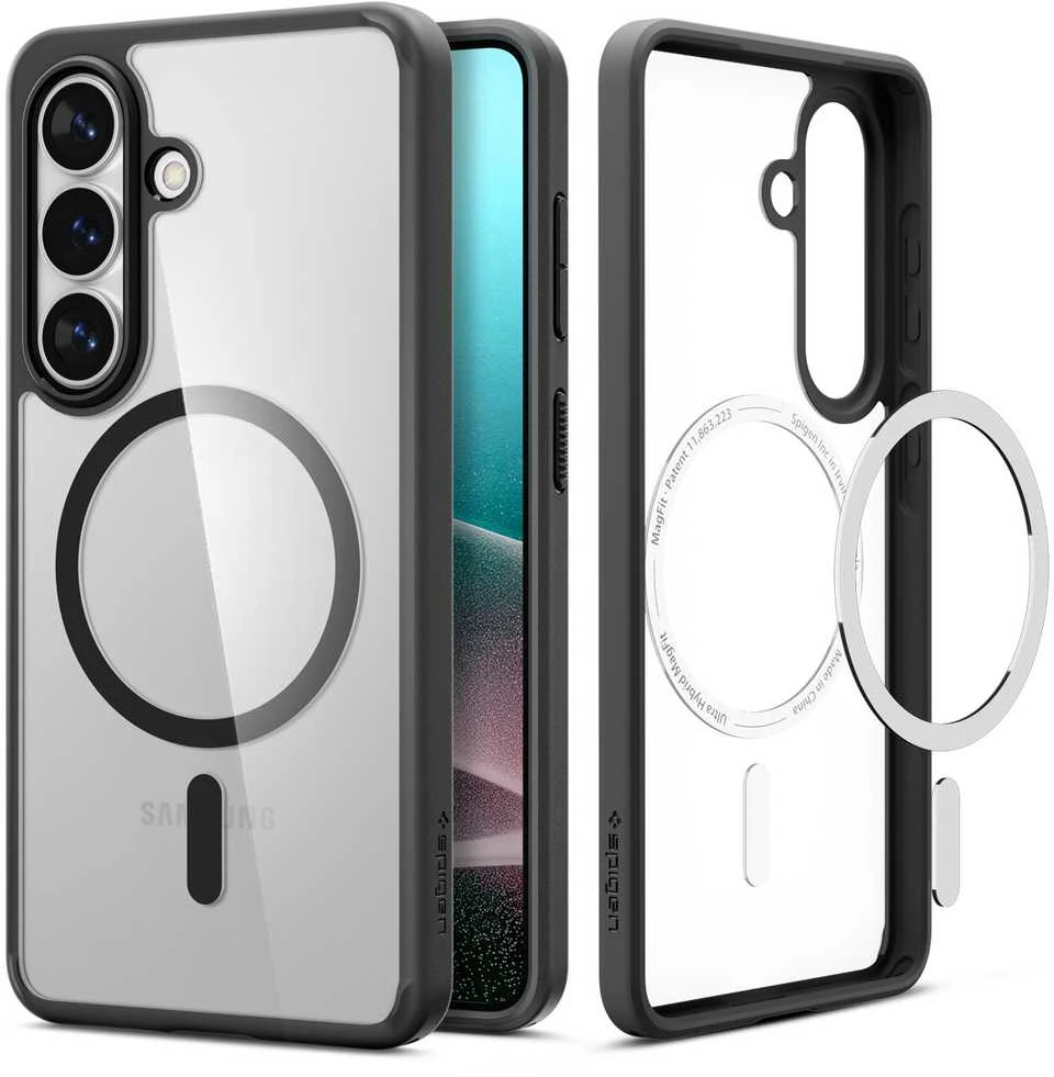 Spigen Ultra Hybrid Mag MagSafe dėklas skirtas Samsung Galaxy S26 – Clear juodos spalvos