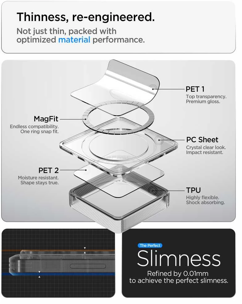 Spigen Ultra Hybrid Mag MagSafe dėklas skirtas Samsung Galaxy S26 Ultra Zero One – Clear and Baltas