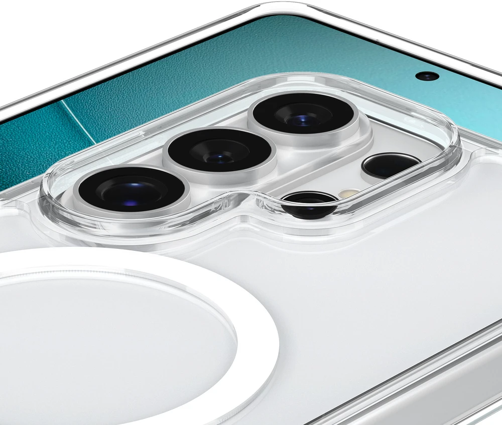 Spigen Ultra Hybrid S Mag MagSafe dėklas skirtas Samsung Galaxy S26 Ultra – Clear and Baltas