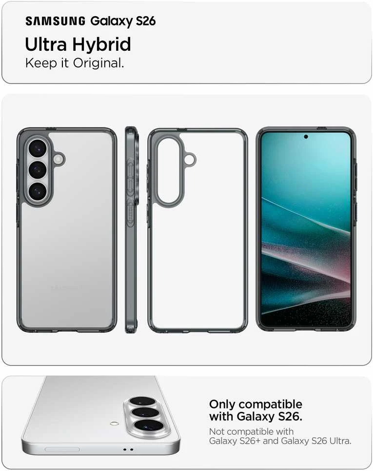 Spigen Ultra Hybrid dėklas skirtas Samsung Galaxy S26 – Semi-skaidrus