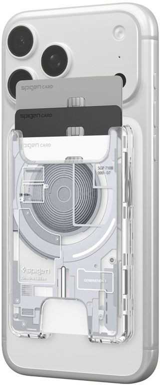 Dėklas Spigen Ultra Hybrid Wallet MagSafe, zero one baltas