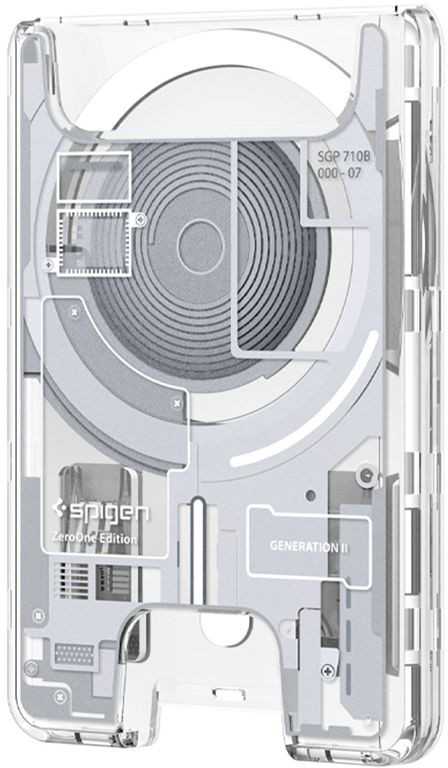 Dėklas Spigen Ultra Hybrid Wallet MagSafe, zero one baltas