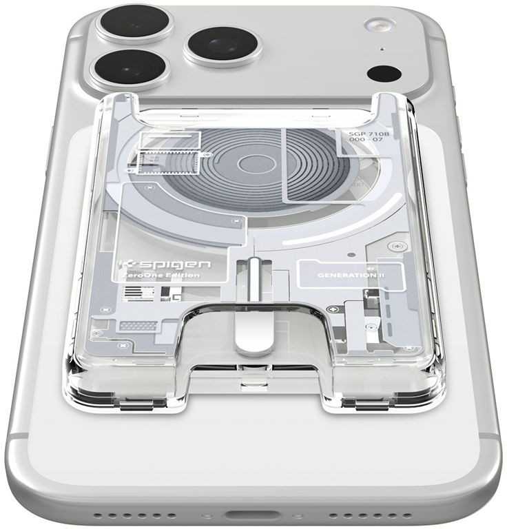 Dėklas Spigen Ultra Hybrid Wallet MagSafe, zero one baltas