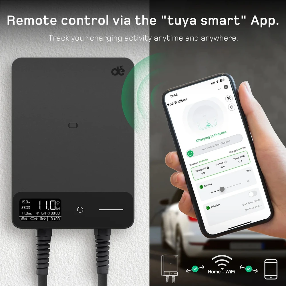 Deaccessories deWB11 Elektromobilių įkrovimo stotelė su programėle, 11 kW