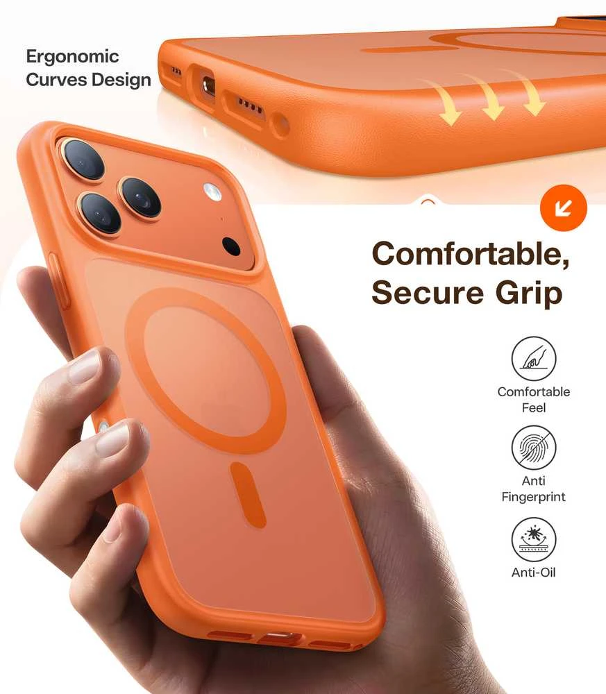 Dėklas Torras Guardian Magnetic — energinga oranžinė — iPhone 17 Pro