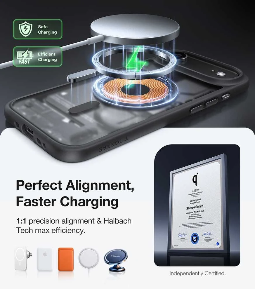 Dėklas Torras Guardian Magnetic, juodas — iPhone 17 Air