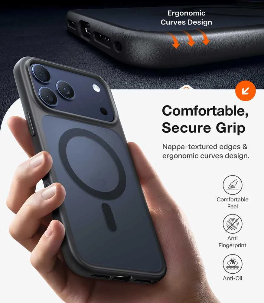 Dėklas Torras Guardian Magnetic, juodas – iPhone 17 Pro