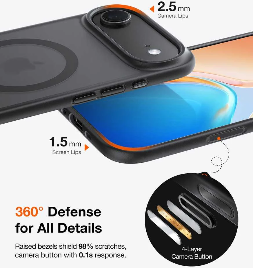 Dėklas Torras Guardian Magnetic, juodas — iPhone 17 Air