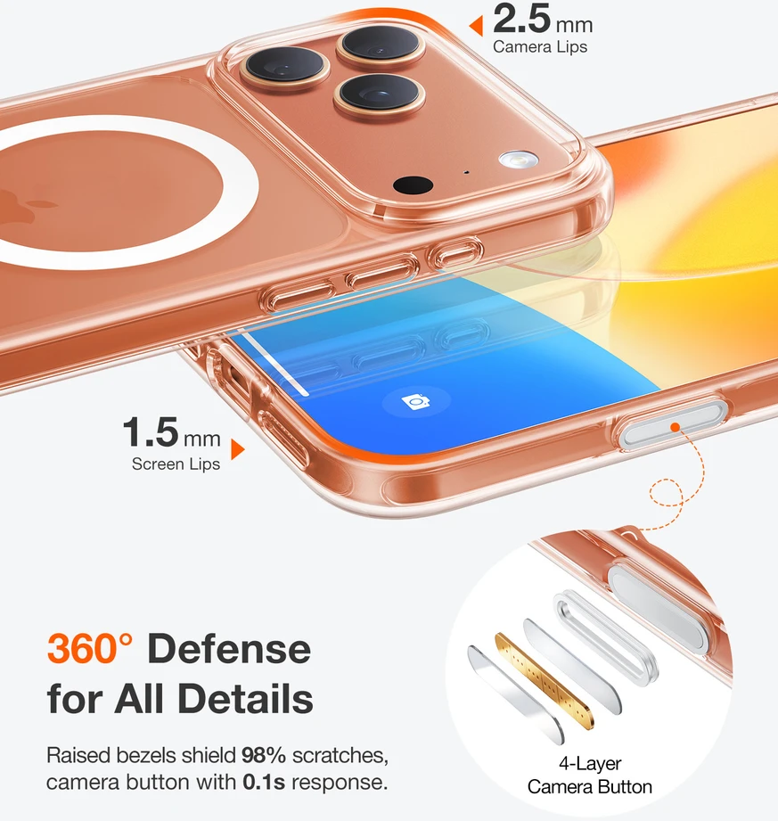 Dėklas Dėklai ir dangteliai Torras „Guardian Magnetic“, skaidrūs – „Apple iPhone 17 Pro“
