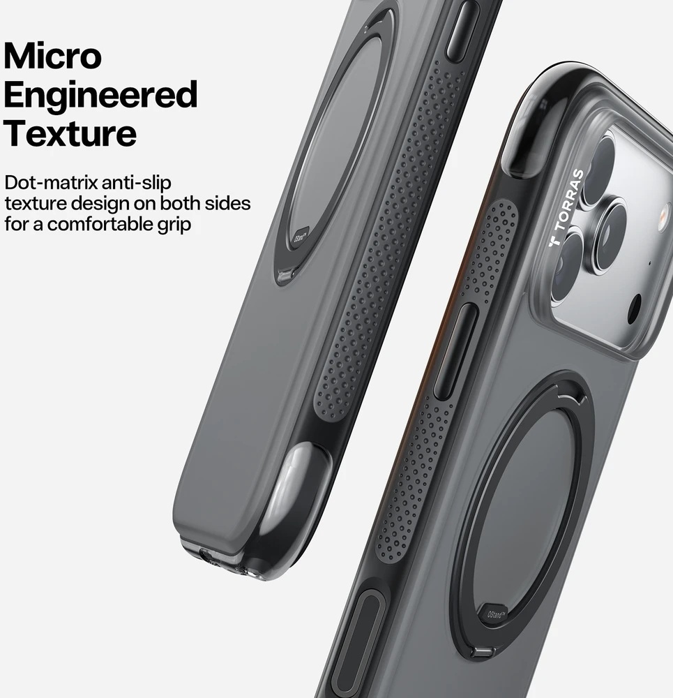 Dėklas Dėklai ir dangteliai Torras Ostand O Air, obsidian juodas – Apple iPhone 17 Pro Max