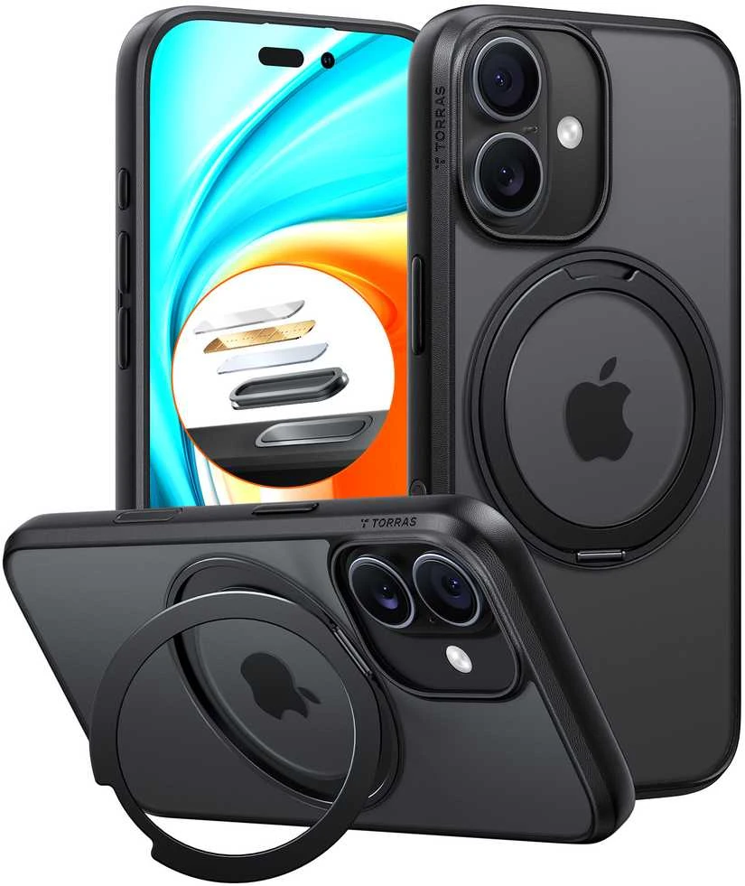Dėklas Torras Ostand Pro, juodas — iPhone 17