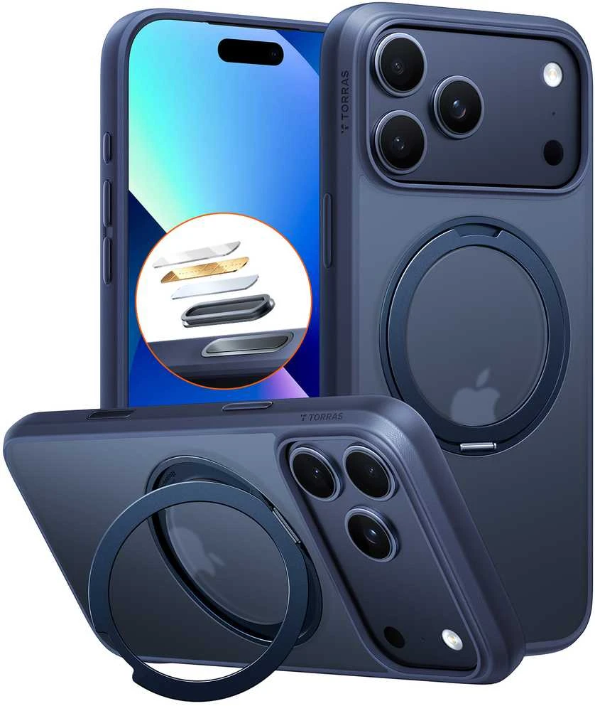 Dėklas Torras Ostand Pro, vidurnakčio mėlyna – iPhone 17 Pro Max