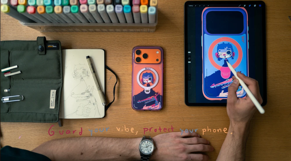 Dėklas Torras Ostand Q3 Air Gawx Limited, Neon night muse – iPhone 17 Pro