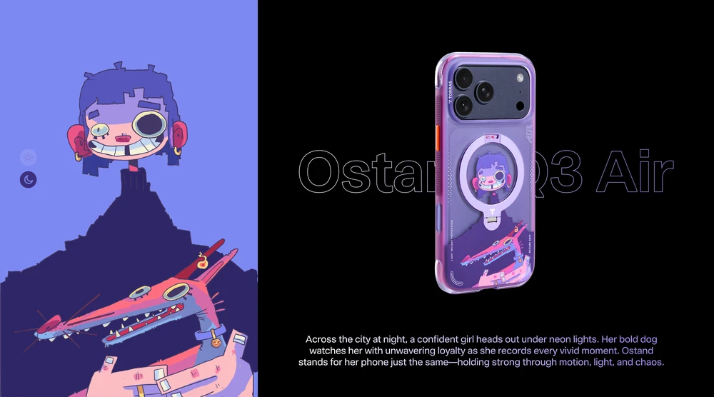 Dėklas Torras Ostand Q3 Air Gawx Limited, Neon night muse – iPhone 17 Pro