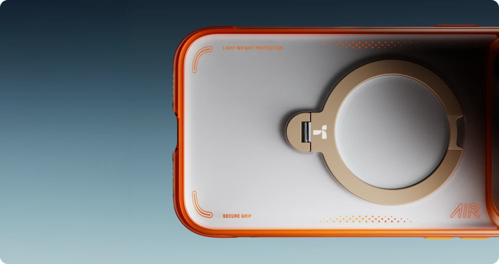 Dėklas Torras Ostand Q3 Air, horizon oranžinis – Apple iPhone 17 Pro Max