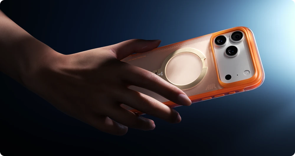 Dėklas Torras Ostand Q3 Air, horizon oranžinis – Apple iPhone 17 Pro Max