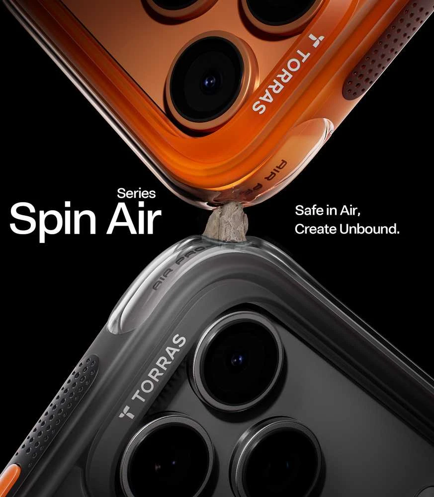 Dėklas TORRAS Ostand Spin Air - etui do iPhone 17 Pro kompatybilne su MagSafe (shadow juodas)