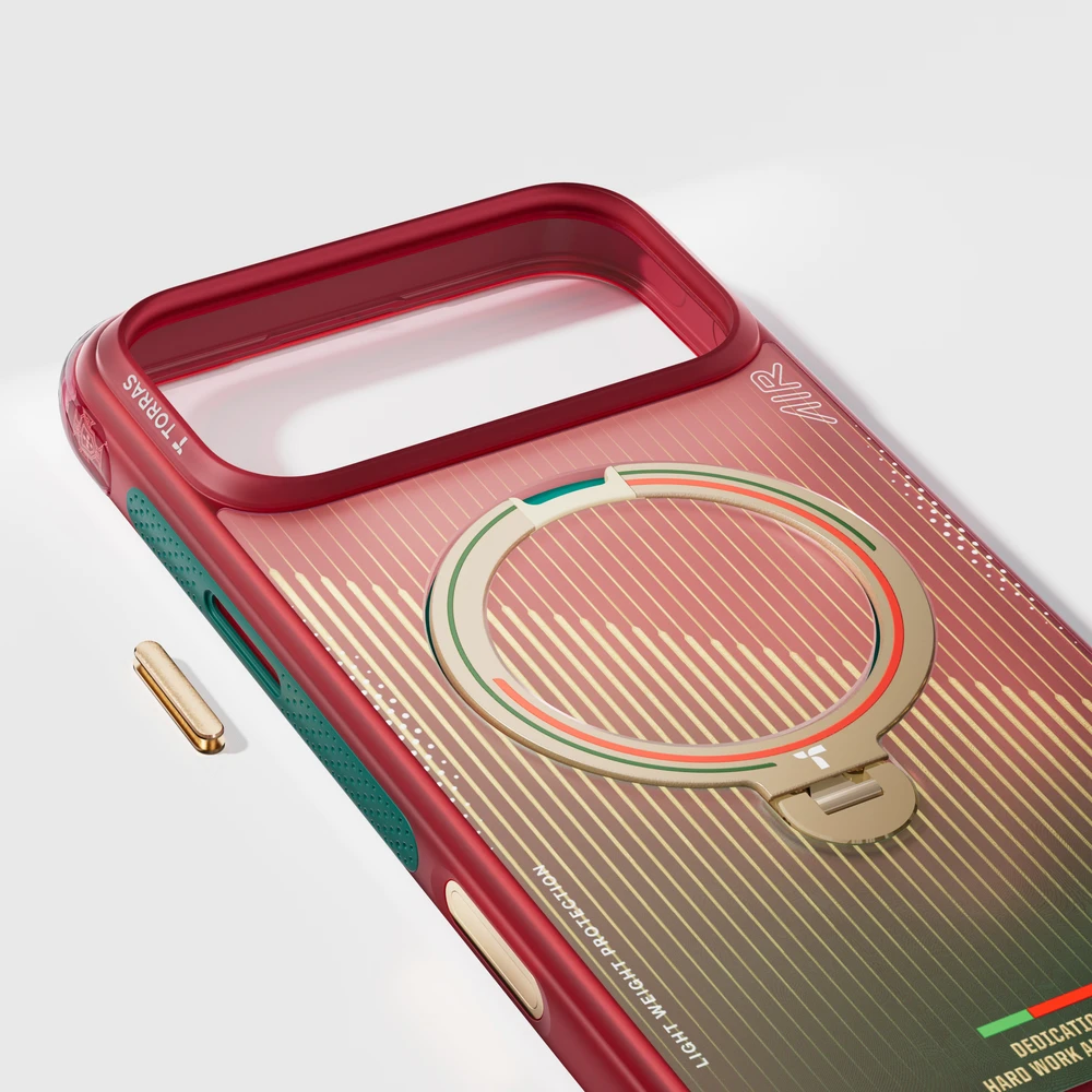 Dėklas Torras Ostand Q3 Air World Cup Limited, red & žalias – Apple iPhone 17 Pro Max