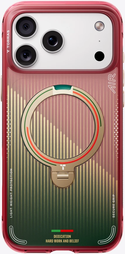 Dėklas Torras Ostand Q3 Air World Cup Limited, red & žalias – Apple iPhone 17 Pro