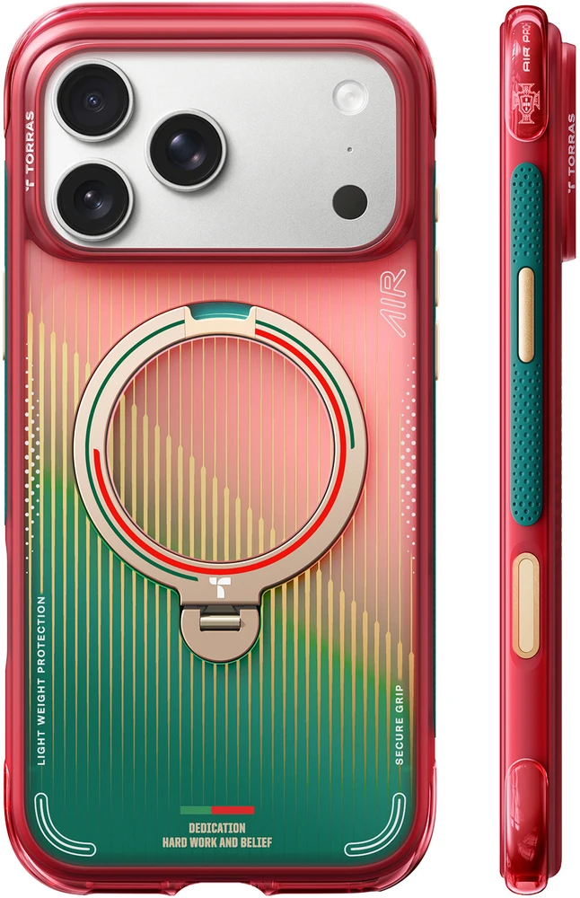 Dėklas Torras Ostand Q3 Air World Cup Limited, red & žalias – Apple iPhone 17 Pro