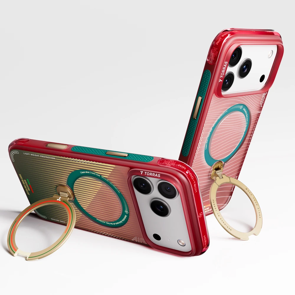 Dėklas „Torras Ostand Q3 Air World Cup Limited“, raudonas – „Apple iPhone 17 Pro Max“