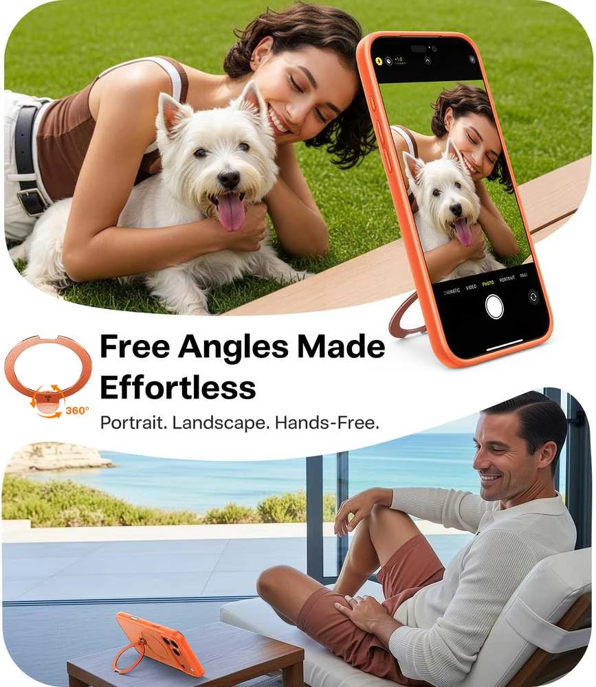 Dėklas Torras Ostand Q3 Spin, energijos oranžinė – iPhone 17 Pro