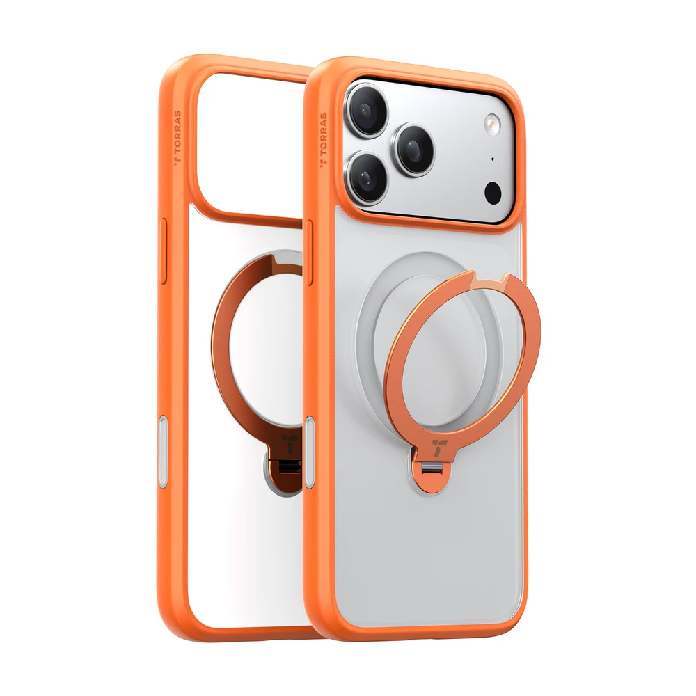 Dėklas Torras Ostand Q3 Spin, energijos oranžinė – iPhone 17 Pro