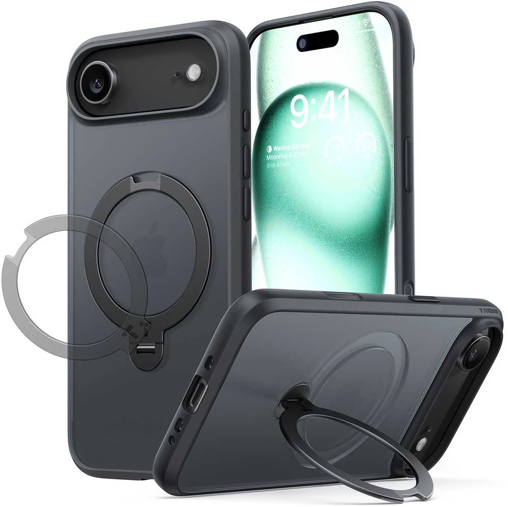 Dėklas Torras Ostand Q3 Spin, juoda - iPhone 17 Air