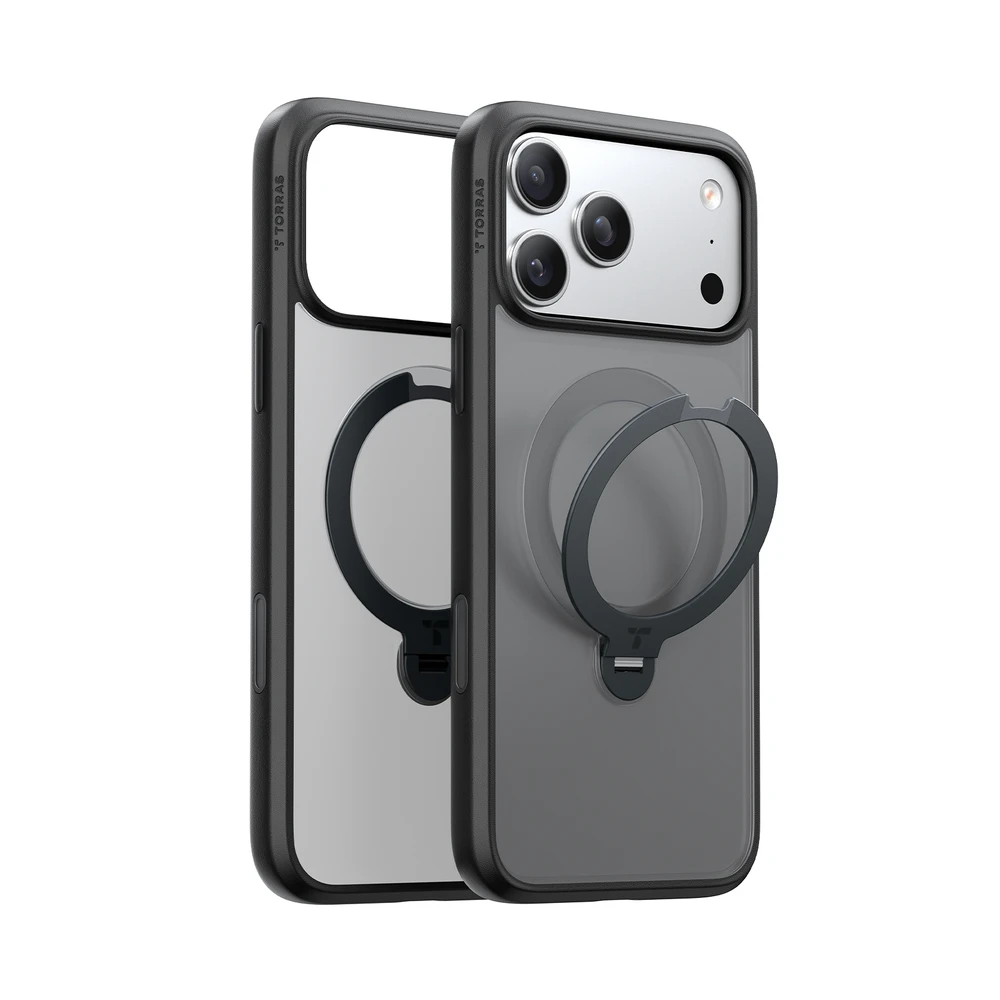 Dėklas Torras Ostand Q3 Spin, juodas – iPhone 17 Pro
