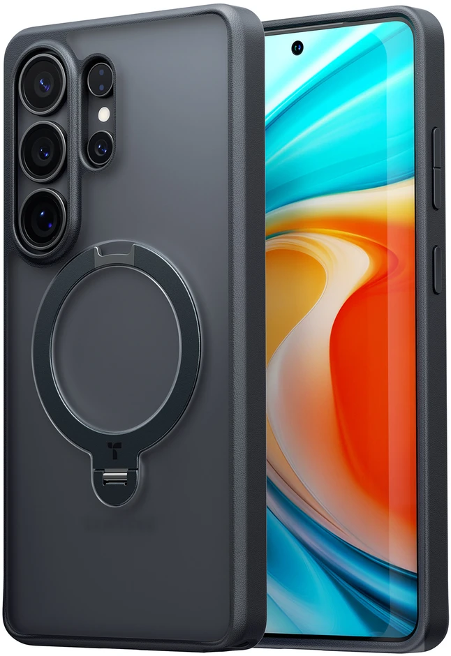 Dėklas Torras Ostand Q3 Spin, obsidian juodas – Samsung Galaxy S26 Ultra