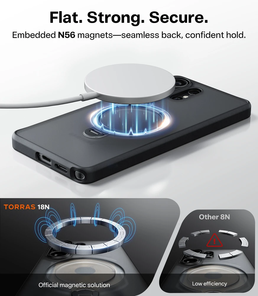 Dėklas Torras Ostand Q3 Spin, obsidian juodas – Samsung Galaxy S26 Ultra