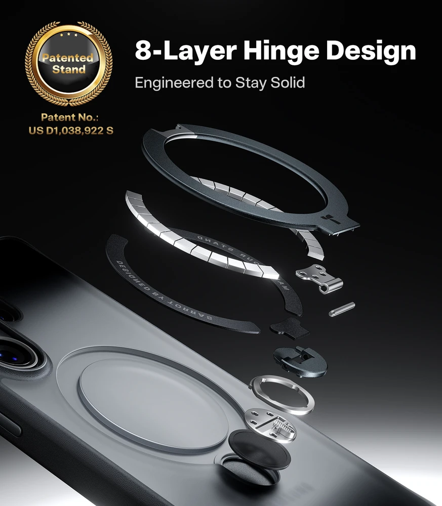 Dėklas Torras Ostand Q3 Spin, obsidian juodas – Samsung Galaxy S26 Ultra