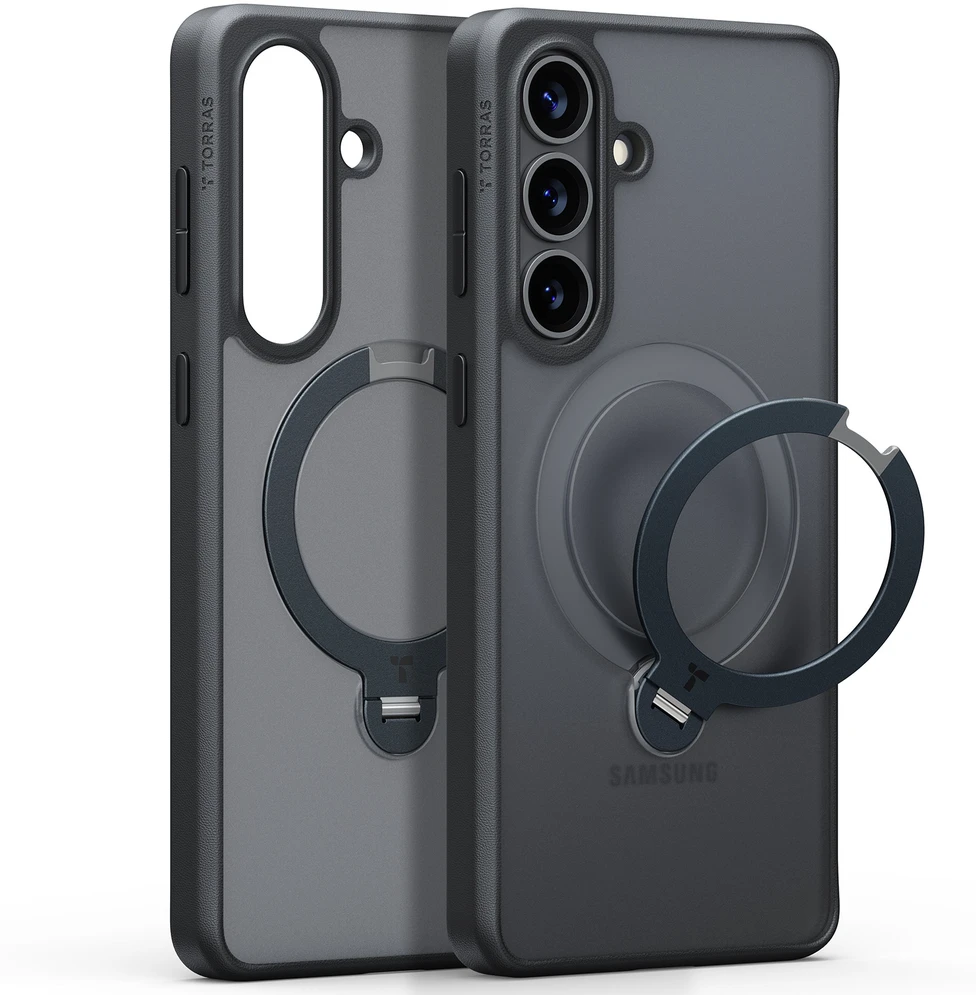 Dėklas Torras Ostand Q3 Spin, obsidian juodas – Samsung Galaxy S26+