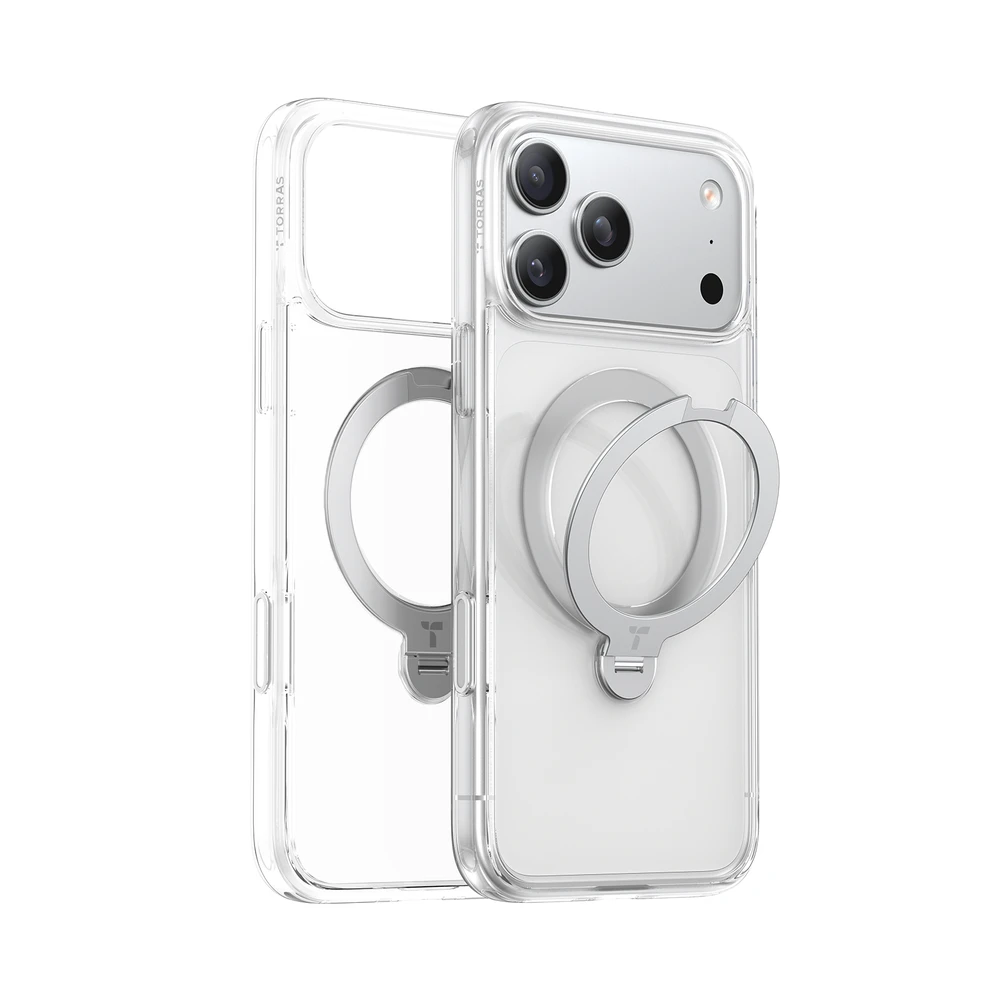 Dėklas Torras Ostand Q3 Spin, skaidrus - iPhone 17 Pro