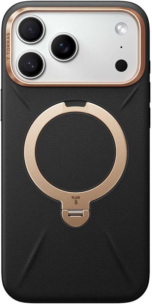 Dėklas Torras Ostand Q3 Vegskin, obsidianinė juoda - iPhone 17 Pro