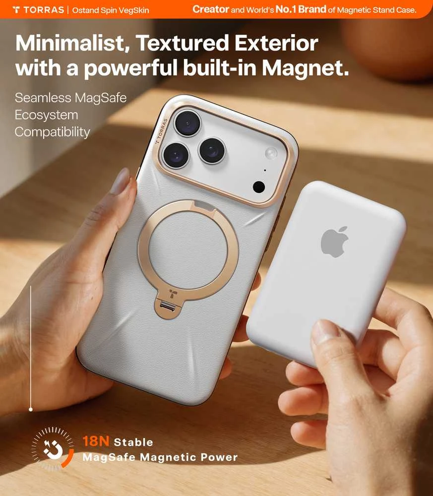TORRAS QPro odinis dėklas, skirtas iPhone 17 Pro, suderinamas su „MagSafe“ (perlinės pilkos spalvos)