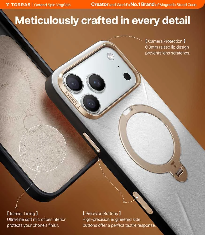 TORRAS QPro odinis dėklas, skirtas iPhone 17 Pro, suderinamas su „MagSafe“ (perlinės pilkos spalvos)