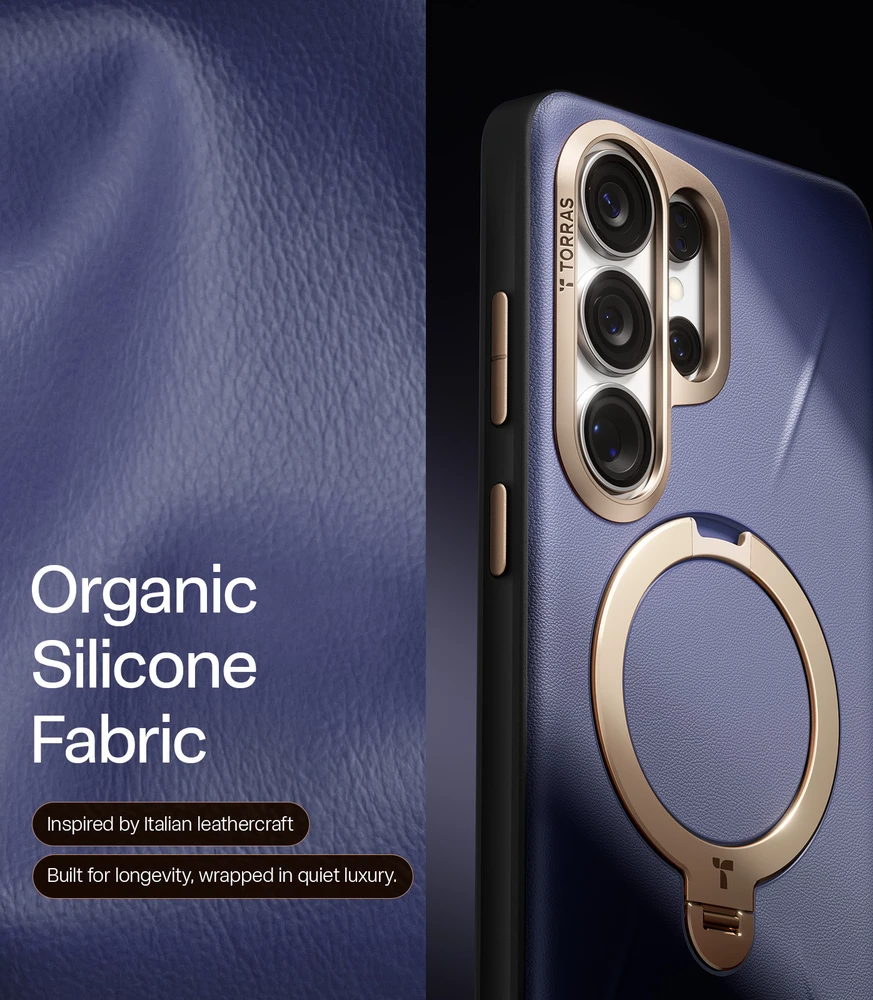 Dėklas Torras Ostand Q3 VegSkin, dark violetinė – Samsung Galaxy S26 Ultra