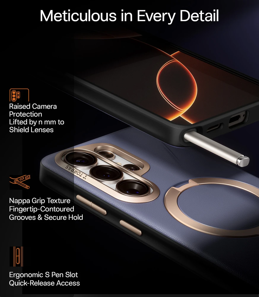 Dėklas Torras Ostand Q3 VegSkin, dark violetinė – Samsung Galaxy S26 Ultra