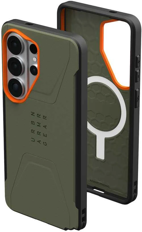 Dėklas Urban Armor Gear UAG Civilian, Olive Drab/Oranžinis - Samsung Galaxy S26 Ultra