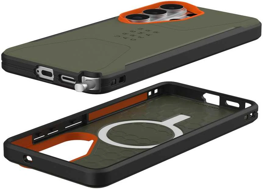 Dėklas Urban Armor Gear UAG Civilian, Olive Drab/Oranžinis - Samsung Galaxy S26 Ultra