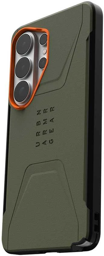 Dėklas Urban Armor Gear UAG Civilian, Olive Drab/Oranžinis - Samsung Galaxy S26 Ultra