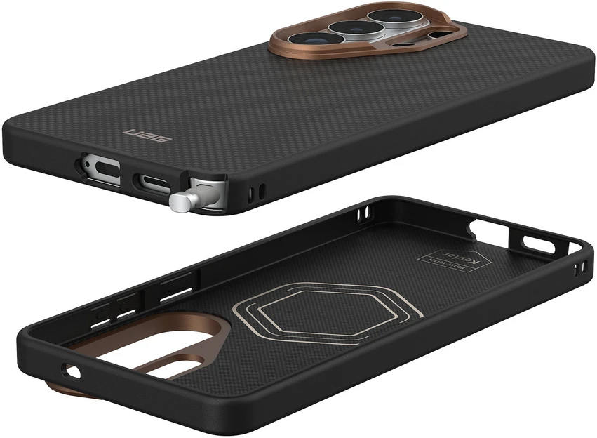 Dėklas Carruzzo Urban Armor Gear UAG Fibr Armr, Juodas/Bronze - Samsung Galaxy S26 Ultra