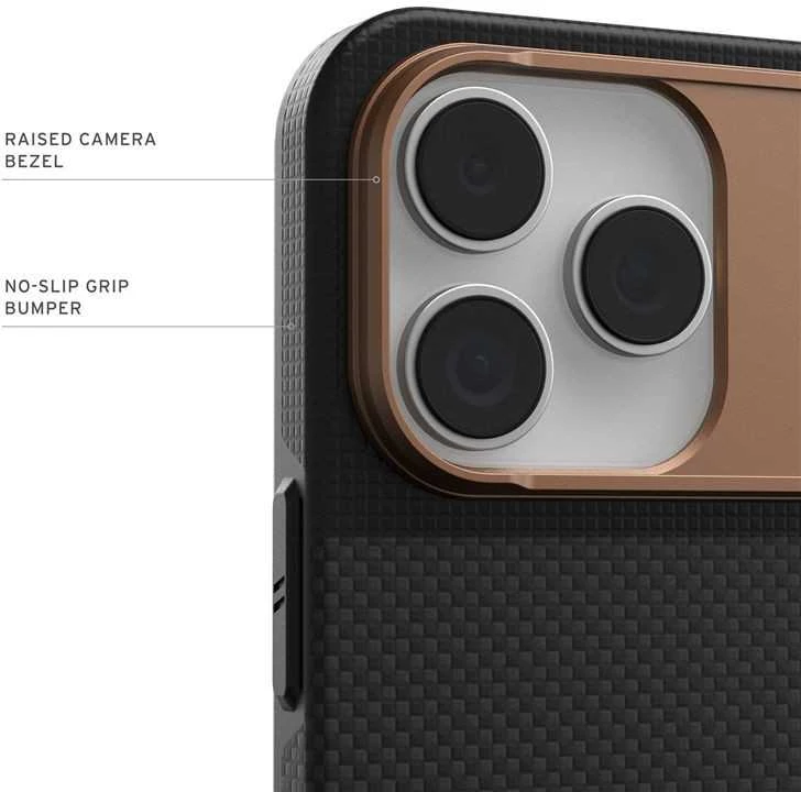 Carruzzo Urban Armor Gear UAG Fibr Armr dėklas, kevlaro grafito/bronzos spalvos - iPhone 17 Pro