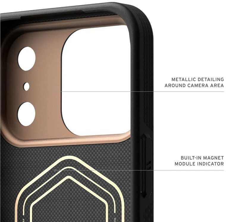 Carruzzo Urban Armor Gear UAG Fibr Armr dėklas, kevlaro grafito/bronzos spalvos - iPhone 17 Pro