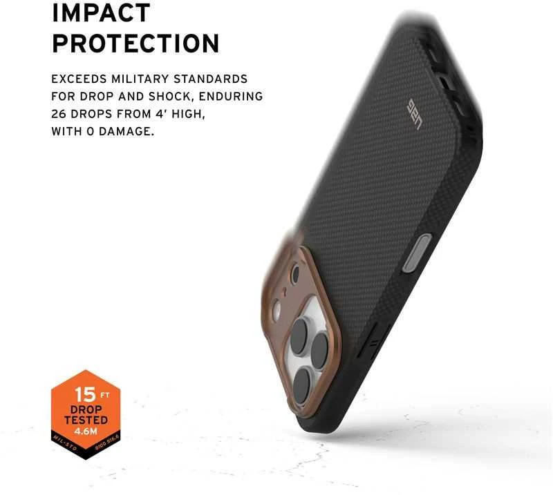 Carruzzo Urban Armor Gear UAG Fibr Armr dėklas, kevlaro grafito/bronzos spalvos - iPhone 17 Pro