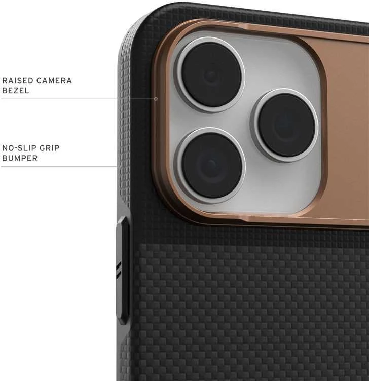 Carruzzo Urban Armor Gear UAG Fibr Armr dėklas, kevlaro grafito/bronzos spalvos - iPhone 17 Pro Max