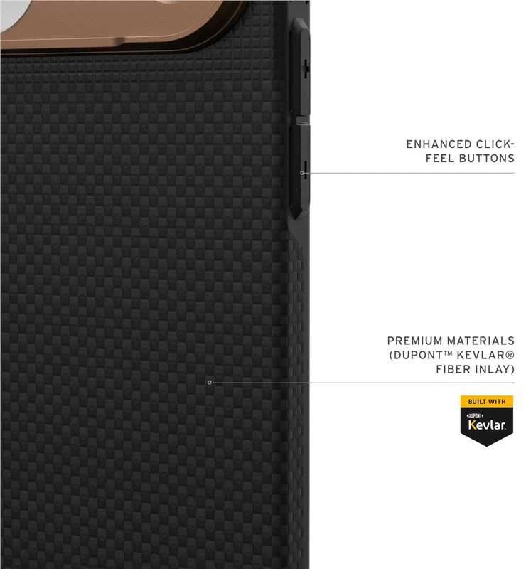 Carruzzo Urban Armor Gear UAG Fibr Armr dėklas, kevlaro grafito/bronzos spalvos - iPhone 17 Pro Max